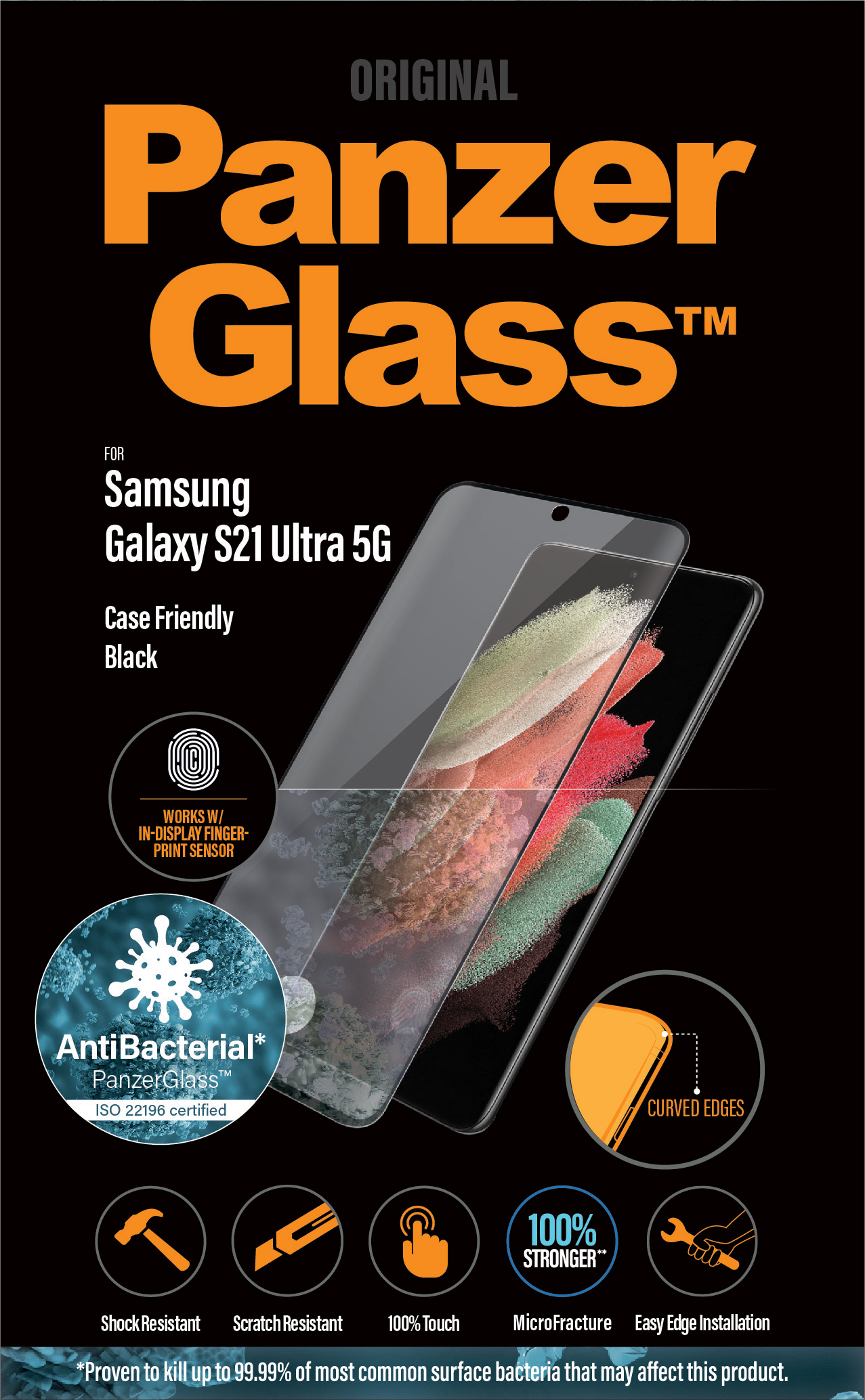 Защитное стекло PanzerGlass для Galaxy S21 Ultra черный купить на фирменном  сайте galaxystore в Москве, цены на Защитное стекло PanzerGlass для Galaxy  S21 Ultra черный