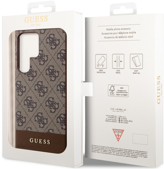 Чехол Guess PU 4G Bottom Stripe для Galaxy S23 Ultra коричневый GUHCS23LG4GLBR - фото 5