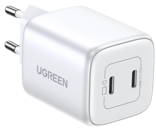 Сетевое зарядное устройство UGREEN СЗУ UGREEN CD294 Nexode Mini 2xUSB-C, GaN, PD, 45Вт белый 15327_ - фото 3