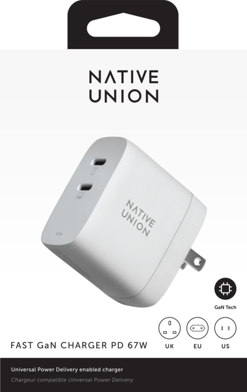 Сетевое зарядное устройство Native Union Сетевое зарядное устройство Native Union Fast GaN Charger 2USB-C, PD, 67 Вт белый фото 4