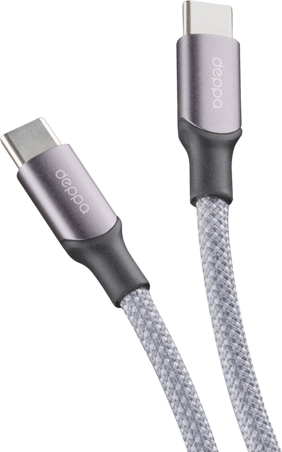 Кабель Deppa Magneto, USB-C - USB-C, 100 Вт, 1.5м, магнитный, нейлон серый 72549 - фото 1