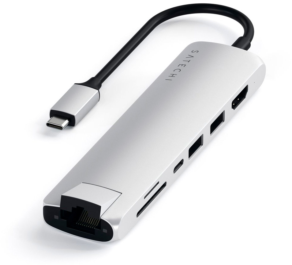 Адаптер Satechi USB-C Slim Multiport with Ethernet серебристый фото 3