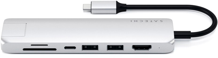 Адаптер Satechi USB-C Slim Multiport with Ethernet серебристый фото 4