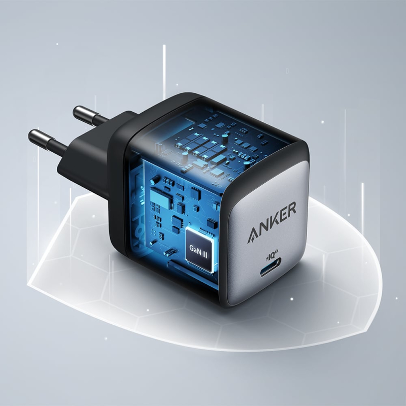 Сетевое зарядное устройство Anker Сетевое зарядное устройство Anker PowerPort Nano II USB-C, GaN, 65 Вт черный фото 3