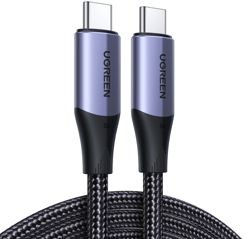Кабель UGREEN USB-C — USB-C, 1 м, текстиль черный 80150