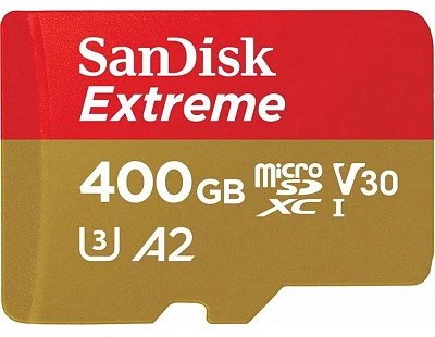 Карта памяти Sandisk Extreme microSDXC 400 ГБ красно-золотой SDSQXA1-400G-GN6MN, цвет красный