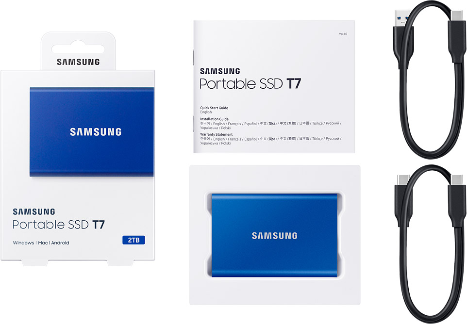 Внешний накопитель Samsung SSD USB 3.2 T7 2 ТБ синий MU-PC2T0H/WW MU-PC2T0H/WW - фото 9