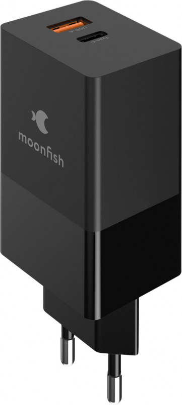 Сетевое зарядное устройство moonfish moonfish USB-A + USB-C, GaN, 65 Вт черный MF-WCHGAN-652 moonfish USB-A + USB-C, GaN, 65 Вт черный - фото 1