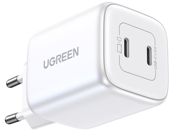 Сетевое зарядное устройство UGREEN СЗУ UGREEN CD294 Nexode Mini 2xUSB-C, GaN, PD, 45Вт белый 15327_ - фото 2