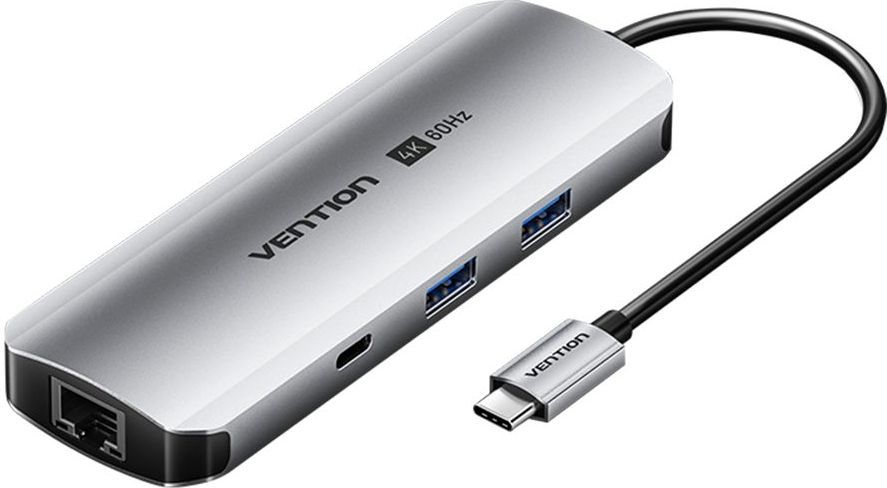 Адаптер Vention USB-C 9 в 1 серебристый
