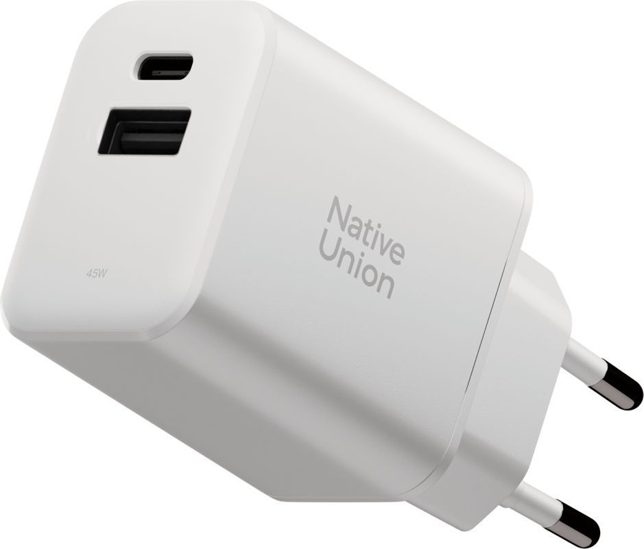 Сетевое зарядное устройство Native Union Fast GaN Charger USB-A + USB-C, 45Вт белый