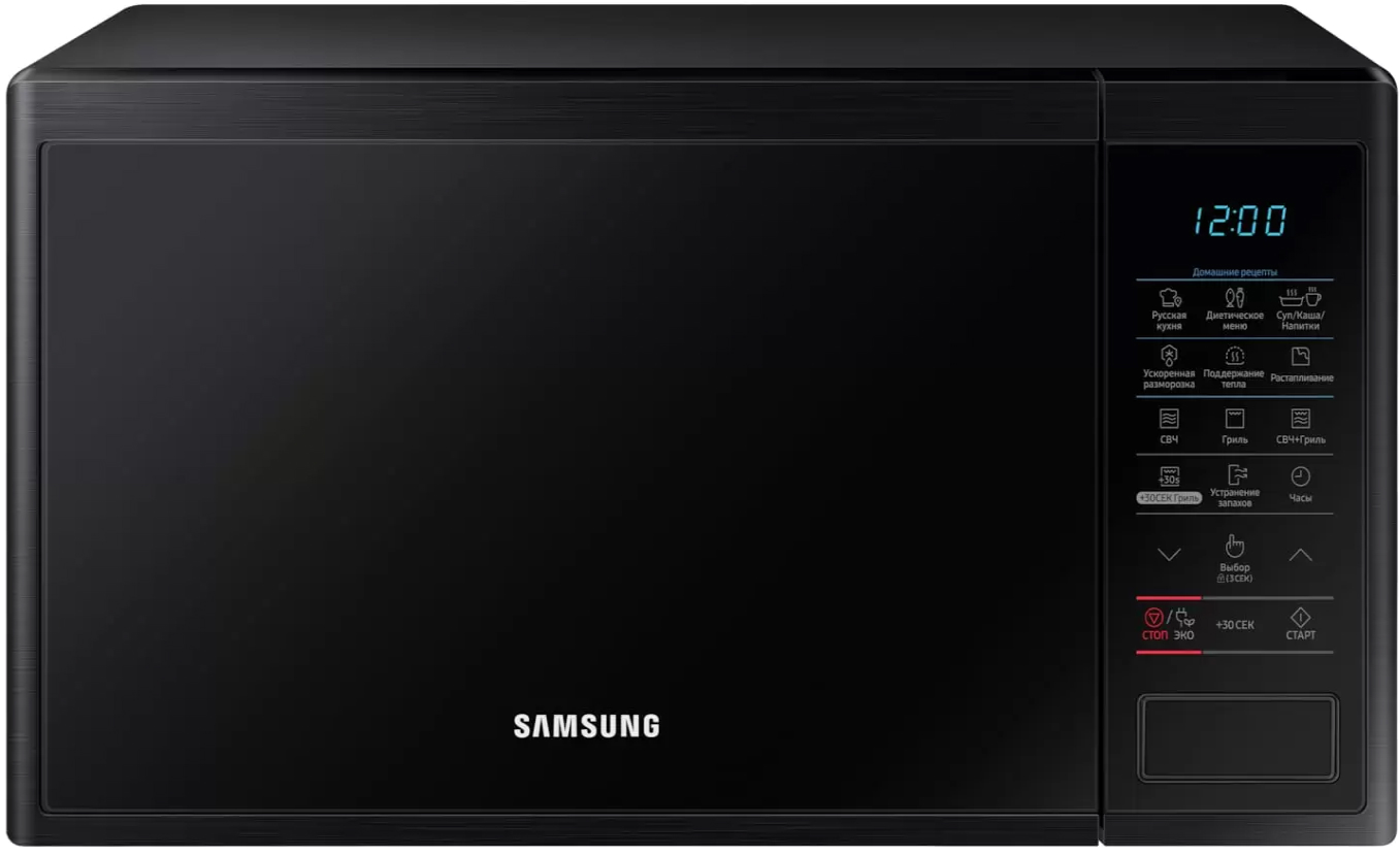 Микроволновая печь Samsung с грилем MG23J5133AK/BW 23 л черный купить на  фирменном сайте galaxystore в Москве, цены на Микроволновая печь Samsung с  грилем MG23J5133AK/BW 23 л черный