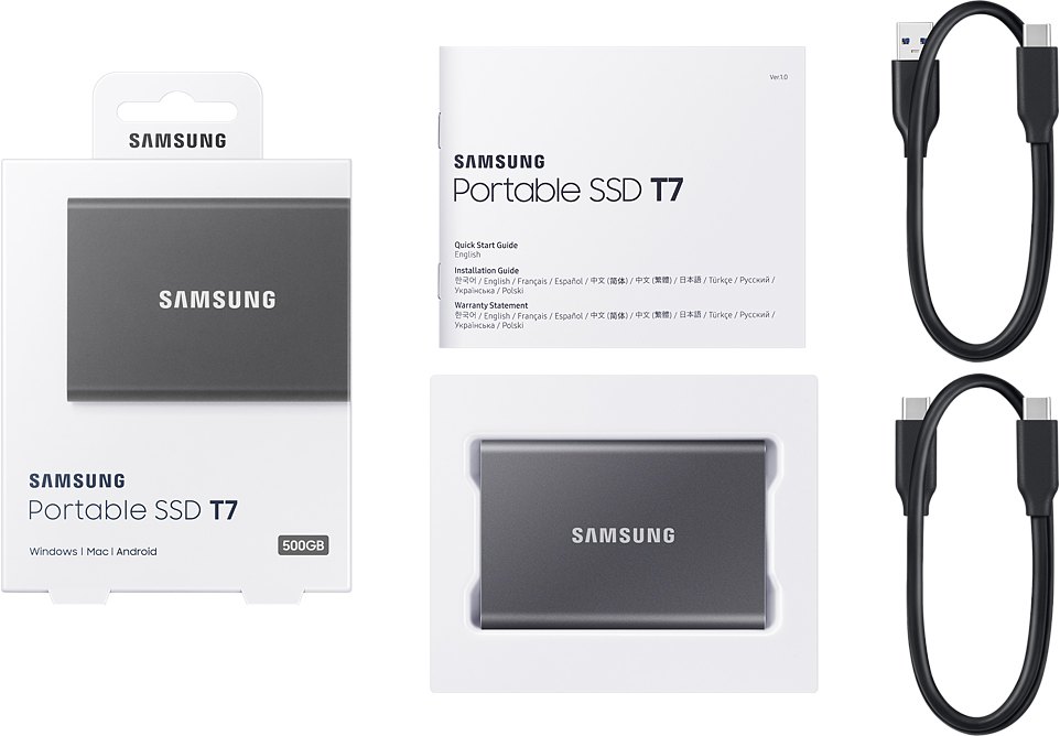 Внешний накопитель Samsung SSD USB 3.2 T7 500 ГБ серый MU-PC500T/WW MU-PC500T/WW - фото 9