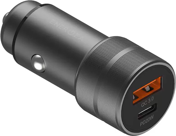 Автомобильное зарядное устройство EnergEA AluDrive USB-C + USB-A, PD20+, 38Вт серый CAR-AD-D20