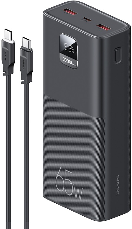 Внешний аккумулятор USAMS PB68 + кабель USB-C - USB-C, 30000mAh, QC, PD черный YT000036228 PB68 + кабель USB-C - USB-C, 30000mAh, QC, PD черный - фото 2