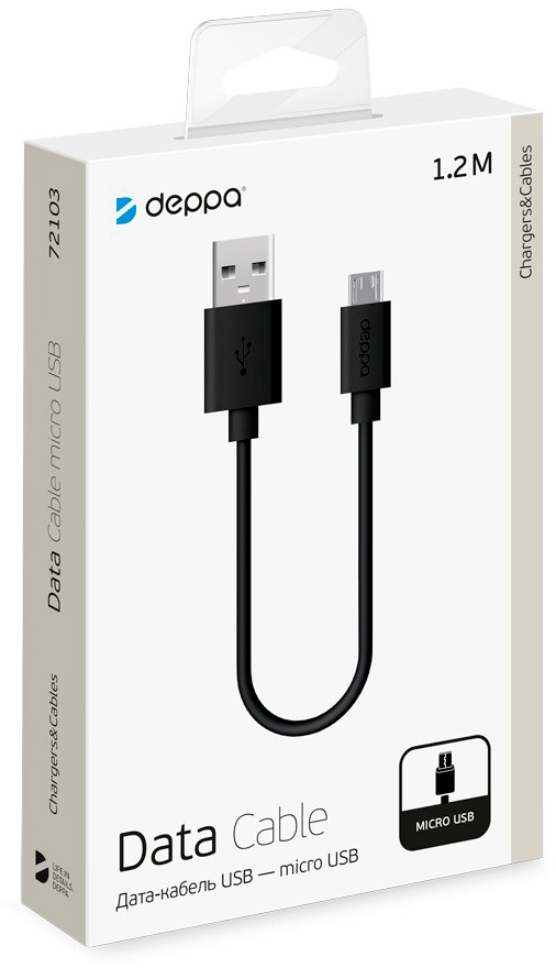 Кабель Deppa USB - micro USB черный 72103 - фото 3