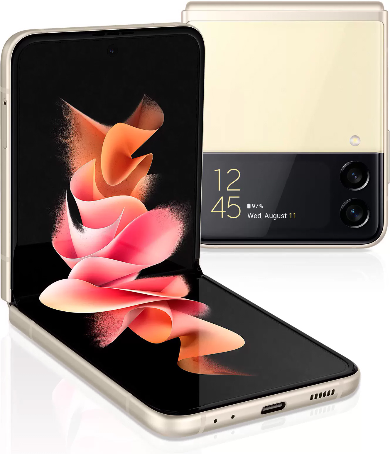 Смартфон Samsung Galaxy Z Flip3 256 ГБ бежевый (SM-F711BZEFCAU) купить на  фирменном сайте galaxystore в Москве, цены на мобильный телефон Смартфон  Samsung Galaxy Z Flip3 256 ГБ бежевый (SM-F711BZEFCAU)