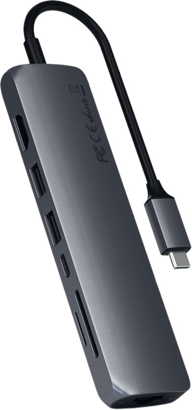 Адаптер Satechi USB-C Slim Multiport with Ethernet Adapter серый космос ST-UCSMA3M