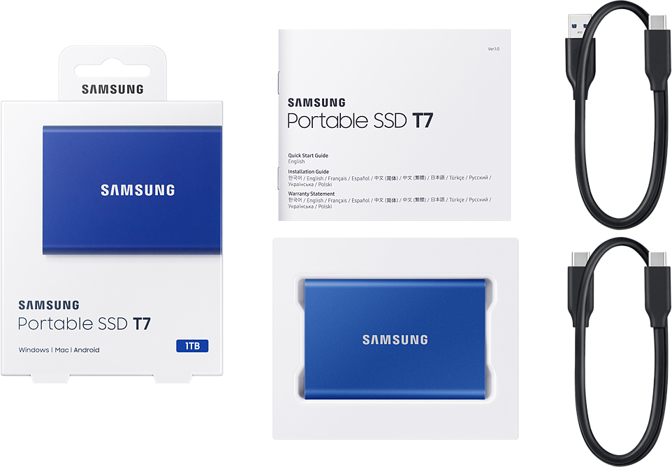 Внешний накопитель Samsung SSD USB 3.2 T7 1 ТБ синий MU-PC1T0H/WW MU-PC1T0H/WW - фото 9