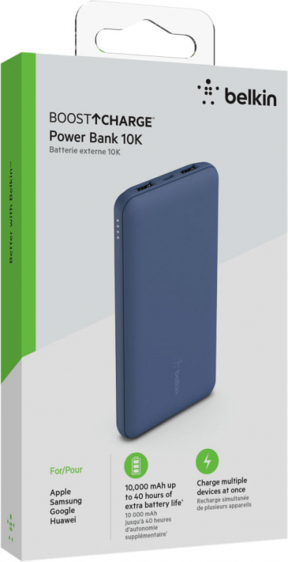 Внешний аккумулятор Belkin + кабель USB-A - USB-C, 10000 mAh синий BPB011btBL + кабель USB-A - USB-C, 10000 mAh синий - фото 3