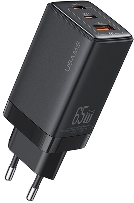 Сетевое зарядное устройство USAMS US-CC180 2USB-C+USB-А, PD, 65 Вт черный YT000035988