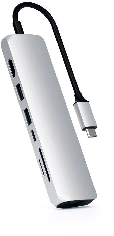 Адаптер Satechi USB-C Slim Multiport with Ethernet серебристый