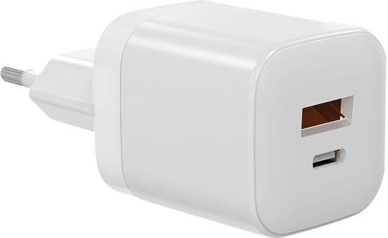 Сетевое зарядное устройство TFN USB-A + USB-C, 20 Вт белый TFN-WCRPD15