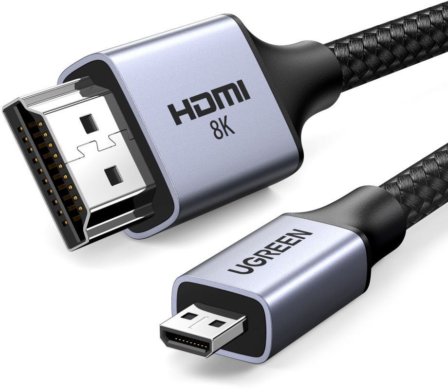 Кабель UGREEN HD164 micro-HDMI - HDMI, 8k, 2 м серый космос