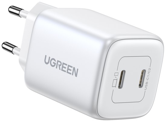 Сетевое зарядное устройство UGREEN СЗУ UGREEN CD294 Nexode Mini 2xUSB-C, GaN, PD, 45Вт белый 15327_ - фото 4