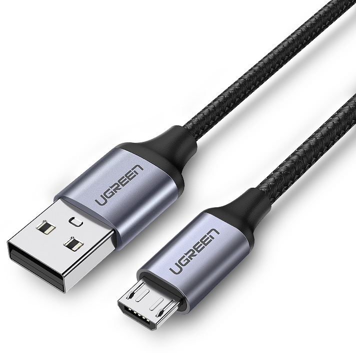 Кабель UGREEN US290 USB-A - MicroUSB, 1м серо-черный 60146_UGREEN, цвет черно-серый - фото 2