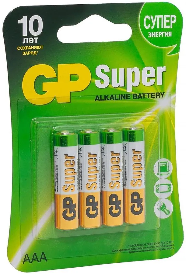 Батарейка GP Super Alkaline 24А, ААА, 4 шт 4891199000058 - фото 2