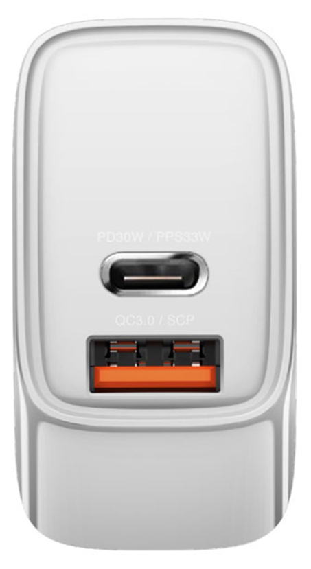 Сетевое зарядное устройство Deppa USB-C + USB-A, PD, 33Вт белый CHR-AC-PS33EU USB-C + USB-A, PD, 33Вт белый - фото 3