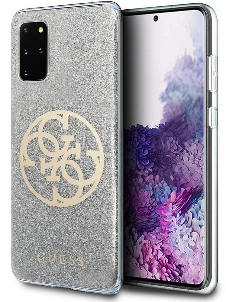 Чехол Guess Circle Logo для Galaxy S20+, Glitter серый