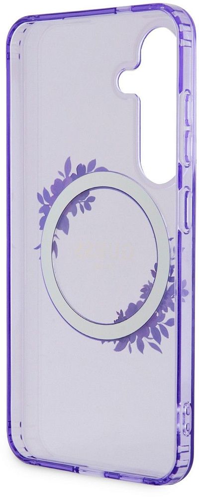 Чехол Guess Flowers Wreath MagSafe для Galaxy S24 фиолетовый фото 4