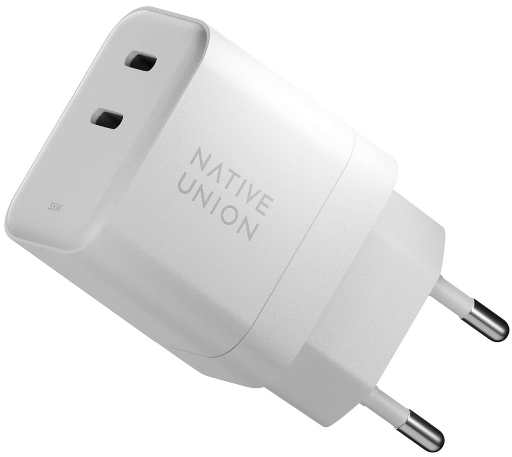 Сетевое зарядное устройство Native Union Fast GaN Charger 2 USB-C, PD, 35 Вт белый