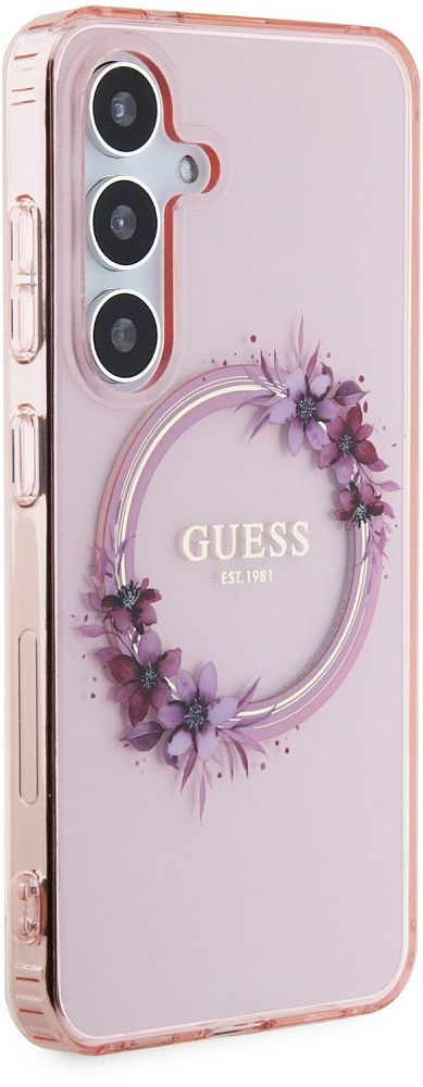 Чехол Guess Flowers Wreath MagSafe для Galaxy S24 розовый фото 2