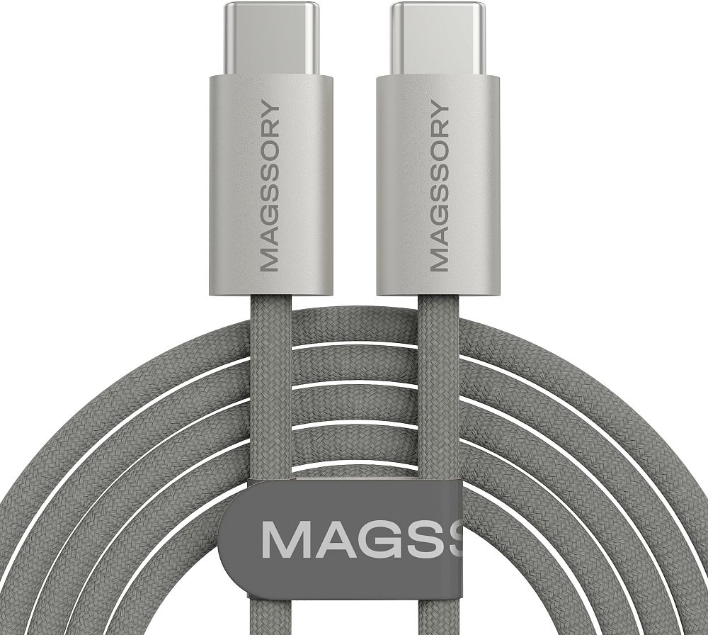 

Кабель Magssory USB-C, 2.4м, 60Вт титан, USB-C, 2.4м, 60Вт титан