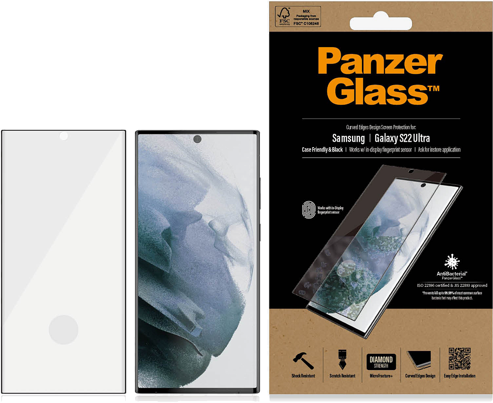 Защитное стекло PanzerGlass для Galaxy S22 Ultra CF AB Black черный 7295 - фото 2