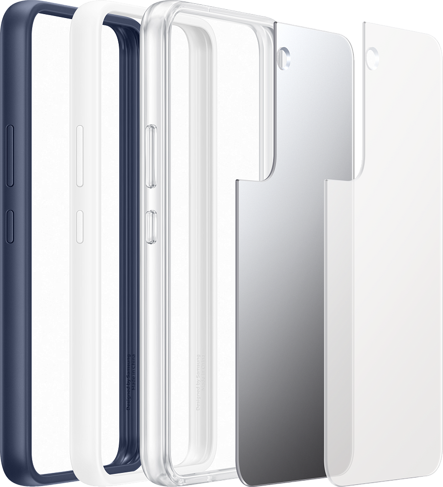 Чехол Samsung Frame Cover для Galaxy S22 прозрачный с белой рамкой EF-MS901CWEGRU, цвет белый - фото 6