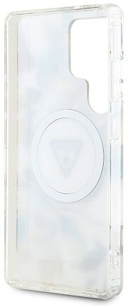 Чехол Guess Glitter Flowers Triangle MagSafe для Galaxy S25 Ultra белый Фото 2