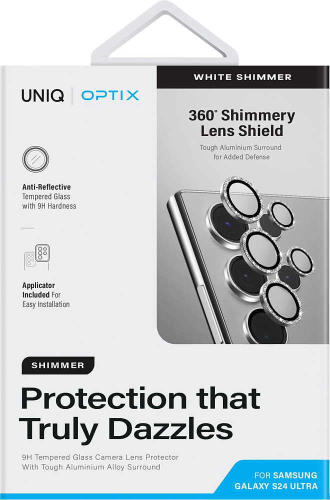 Защитное стекло для линз Uniq Optix Сamera Lens S24 Ultra белый, стразы GS24U-ALENSSWHT - фото 2