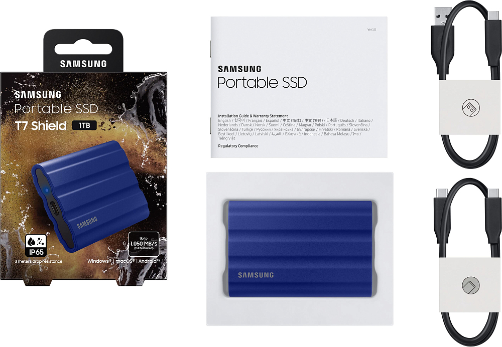 Внешний накопитель Samsung T7 Shield 1 ТБ синий MU-PE1T0R/WW MU-PE1T0R/WW - фото 8