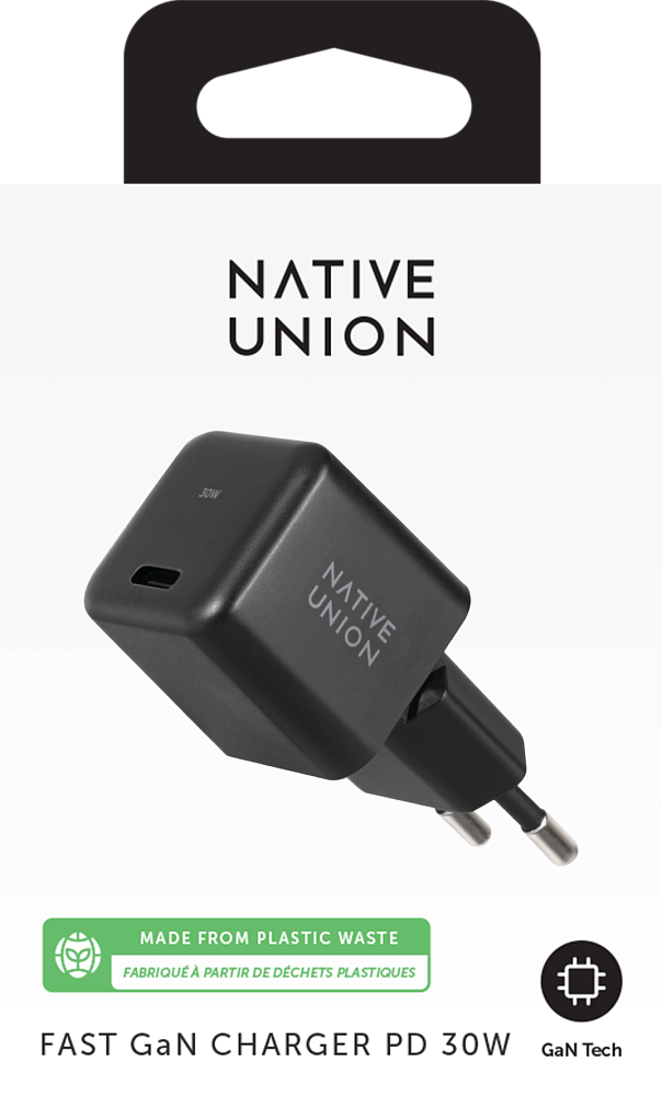 Сетевое зарядное устройство Native Union Fast GaN Charger USB-C, PD, 30Вт черный FAST-PD30-2-BLK-EU - фото 4