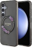Чехол Guess Flowers Wreath MagSafe для Galaxy S24 черный