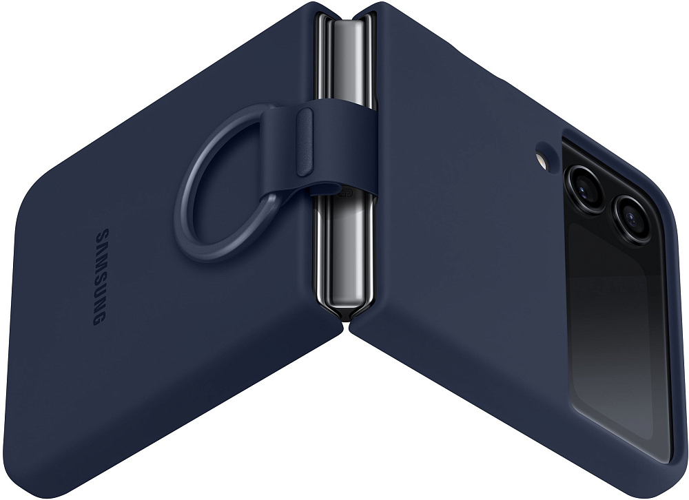 Чехол Samsung Silicone Cover with Ring для Z Flip4 темно-синий EF-PF721TNEGRU - фото 5