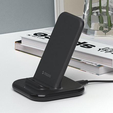 Беспроводное зарядное устройство Deppa QI Fast Charge 15 Вт черный ...
