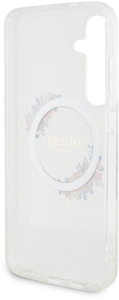 Чехол Guess Flowers Wreath MagSafe для Galaxy S24+ прозрачный фото 4