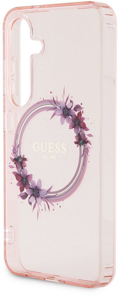 Чехол Guess Flowers Wreath MagSafe для Galaxy S24 розовый фото 3