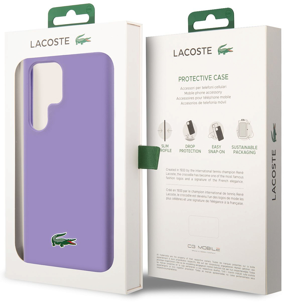 Чехол Lacoste Liquid silicone Croc Logo Hard для Galaxy S23 Ultra фиолетовый LCHCS23LSLOU - фото 5