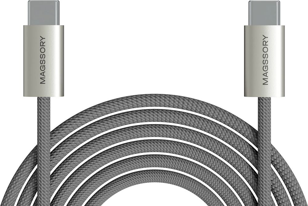 

Кабель Magssory USB-C, 2.4м, 60Вт титан, USB-C, 2.4м, 60Вт титан